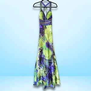 Elegant Purple and Green Formal Dress M/L